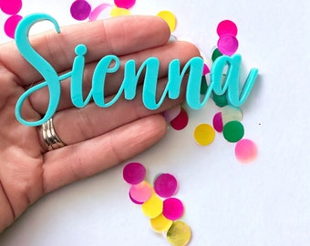 Personalized Acrylic Name Cake Topper Charms | Mirror Acrylic Wedding Place Cards | Wedding Name Cards | Wedding Favors | Table Decor | Name