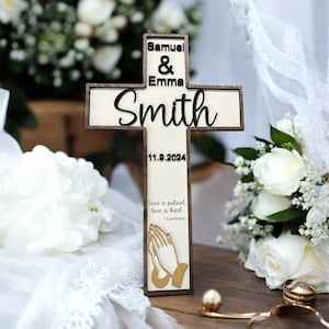 Religious Wedding Gift | Wedding Sign | Christian Catholic Wedding Gift | Custom Anniversary Wedding Gift | Cross Sign