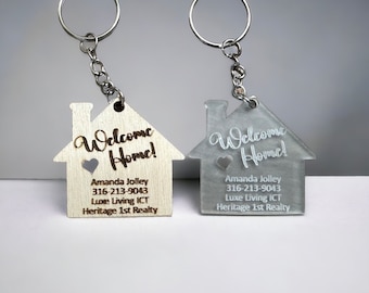 Welcome Home Keychain | Key Chain for New Home | Realtor Marketing | Real Estate Marketing Gift | Bulk Order Custom Realtor Keychains