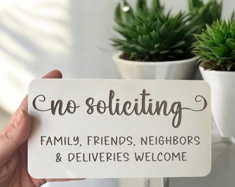 No Soliciting Sign | No Solicing Sign with Magnets | Hanging No Soliciting Sign | Magnetic No Soliciting Sign | No Soliciting Sign to Hang