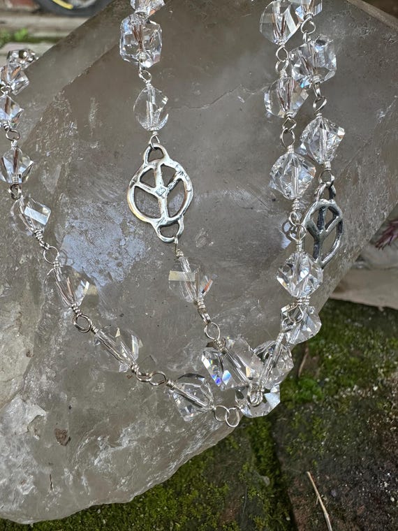 Clear Swarovski Crystal Sterling Silver Peace Necklace - Etsy