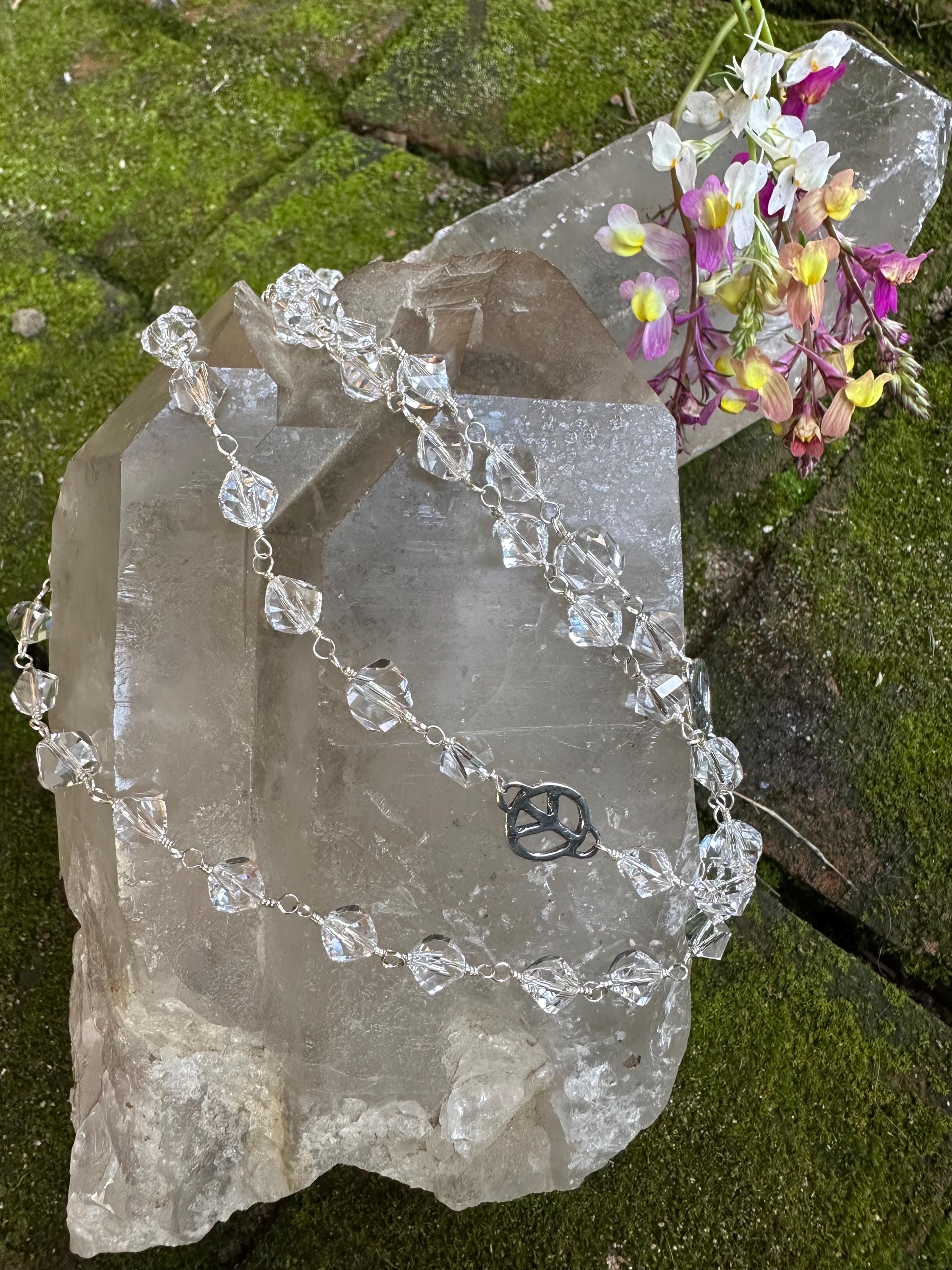 Clear Swarovski Crystal Sterling Silver Peace Necklace - Etsy