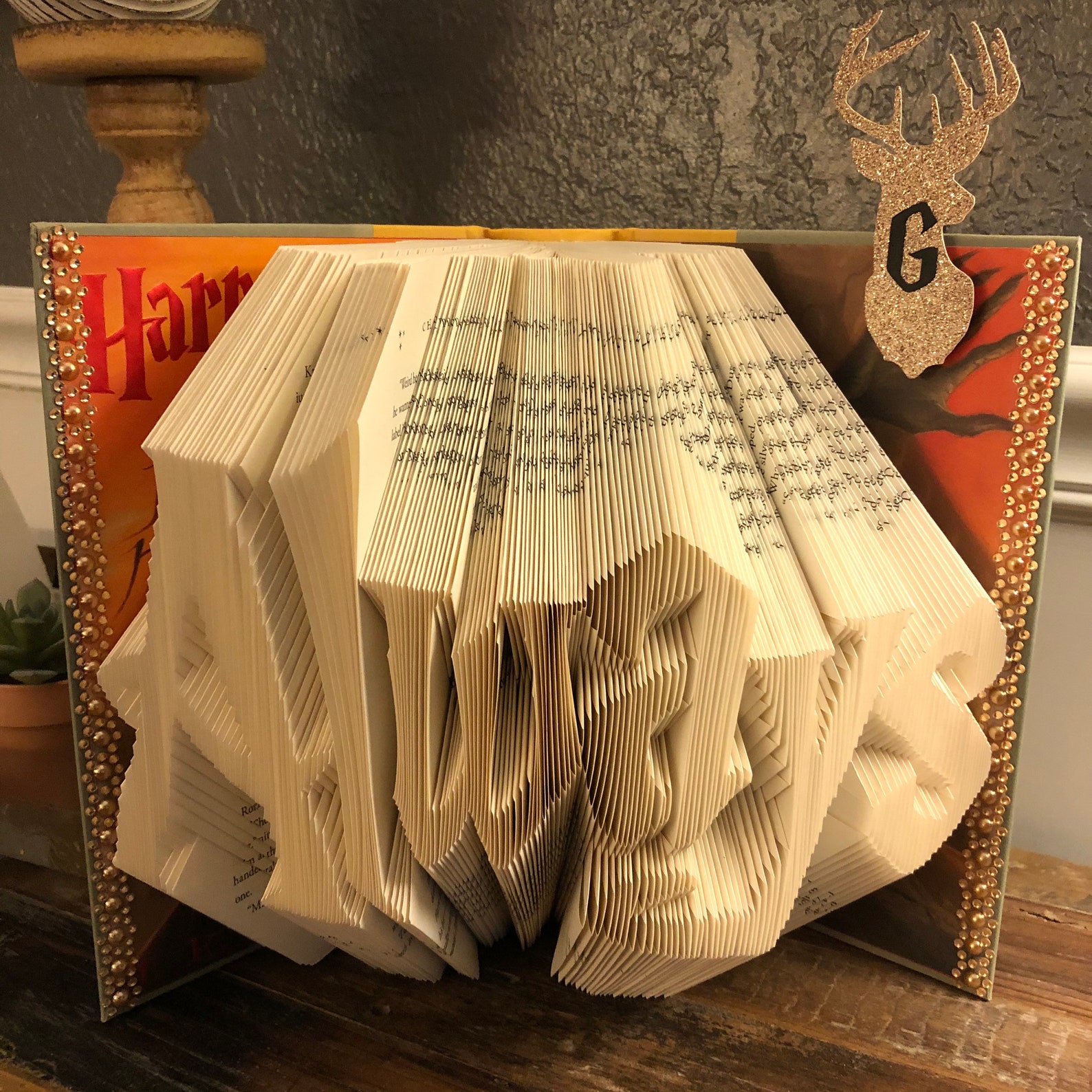 Harry Potter Folded Book Art Harry Potter Hogwarts Gift Etsy