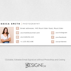 Html Email Signature Template Clickable Editable, Gmail Photographer E-Mail Signature, HTML Premade, Photoshop Business Email Signature