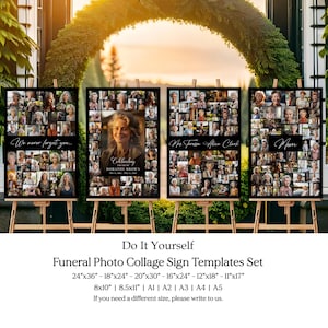 Funeral Photo Collage Sign Template Set, Funeral Picture Board, Funeral Poster Memorial Sign, Celebration Of Life, Funeral Photo Display