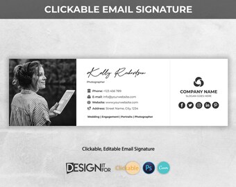 Email Signature Template, Realtor, Clickable, Gmail, Professional, Real Estate, Two Photo or Logo, Clickable Link, Teacher, HTML, Canva