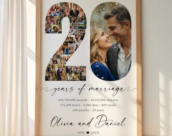 20th Anniversary Photo Collage Template, Personalized Keepsake (Digital Download)