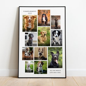 Pet Photo Collage Template with Name Tag, Cat Dog Photo Collage, Puppy Photo Collage, Animal Photo Collage Template for Dog Lovers
