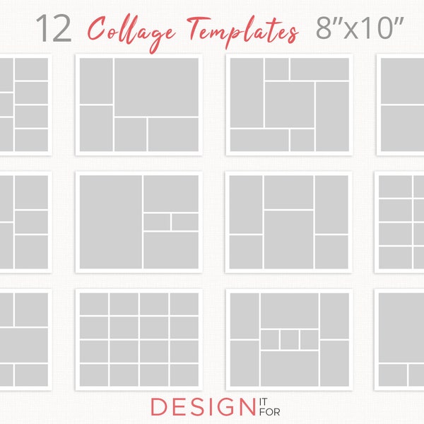 Photo Collage Template Psd, Storyboard template bundle, blog board template, collage for Photographer, 12 pieces, 8x10 inch