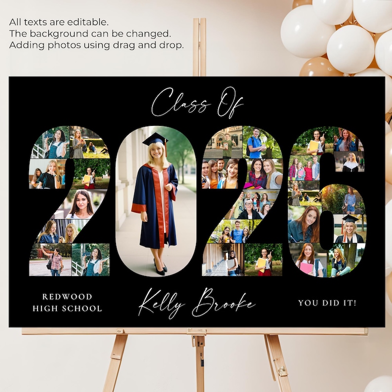 2026 Graduation Photo Collage Template, Graduation Party Welcome Sign