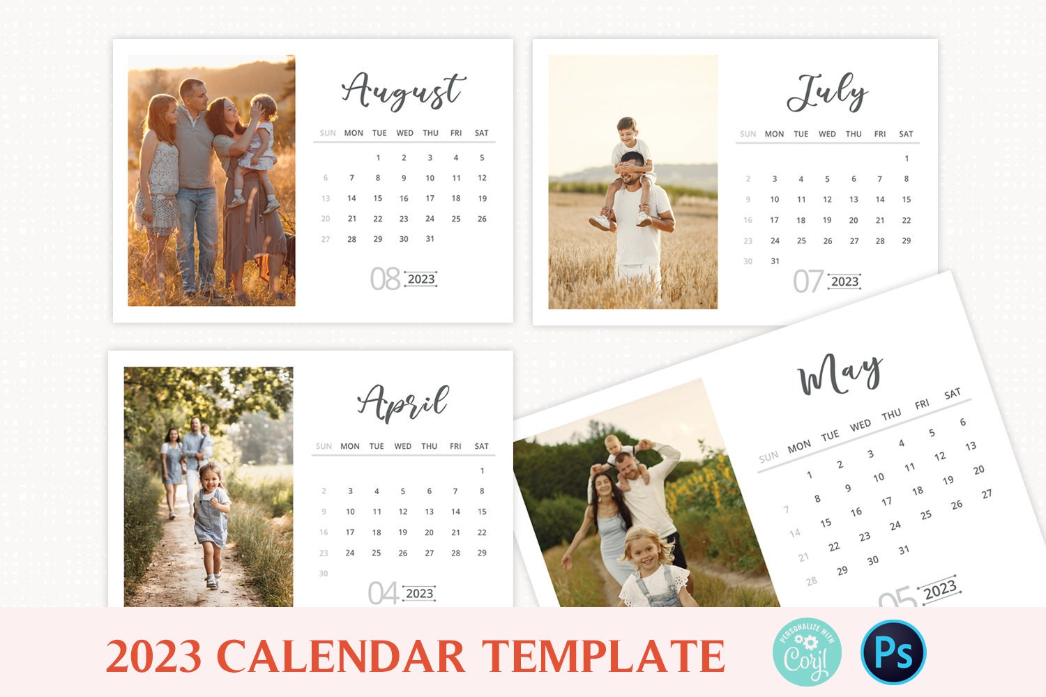 Buy 2023 Desk Calendar Template Printable Photo Calendar Year Online in  India - Etsy