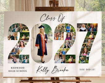 2027 Graduation Photo Collage Welcome Sign Template, Class of 2027, Party Poster Display, Graduation Gift for Seniors, Photo Board Posters