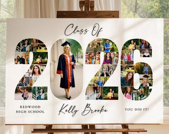 2026 Graduation Photo Collage Welcome Sign Template, Class of 2026, Party Poster Display, Graduation Gift for Seniors, Photo Board Posters