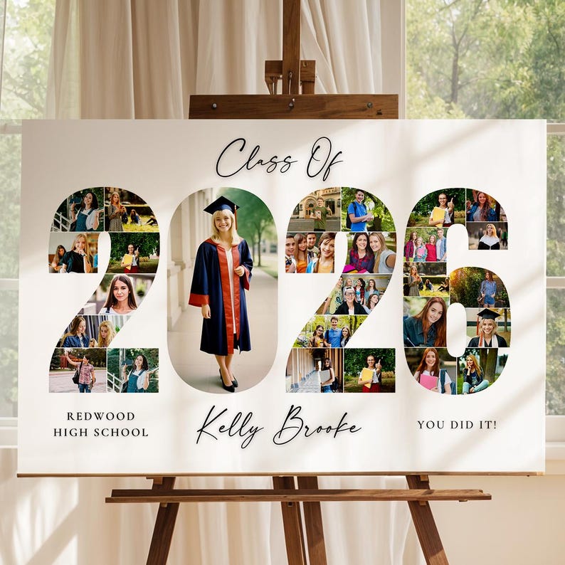 2026 Graduation Photo Collage Template, Graduation Party Welcome Sign