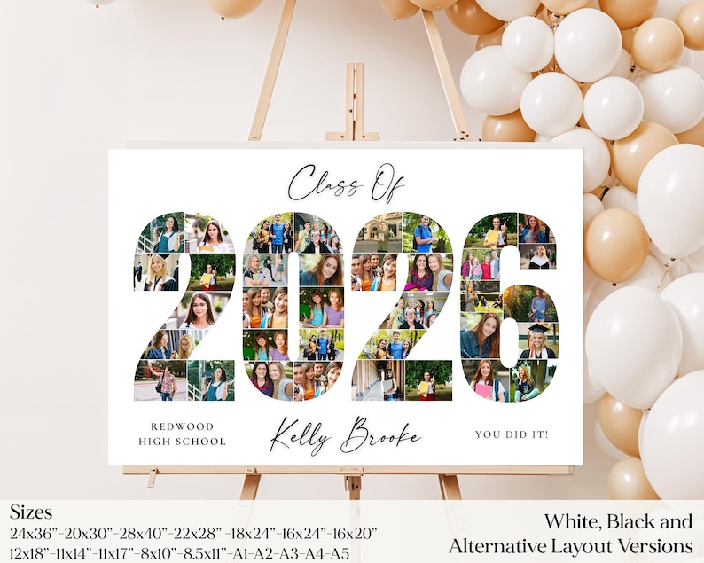 2026 graduation photo collage template, class of 2026