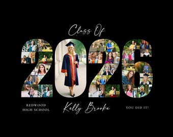 2026 Graduation Photo Collage Welcome Sign Template, Class of 2026, Party Poster Display, Graduation Gift for Seniors, Photo Board Posters