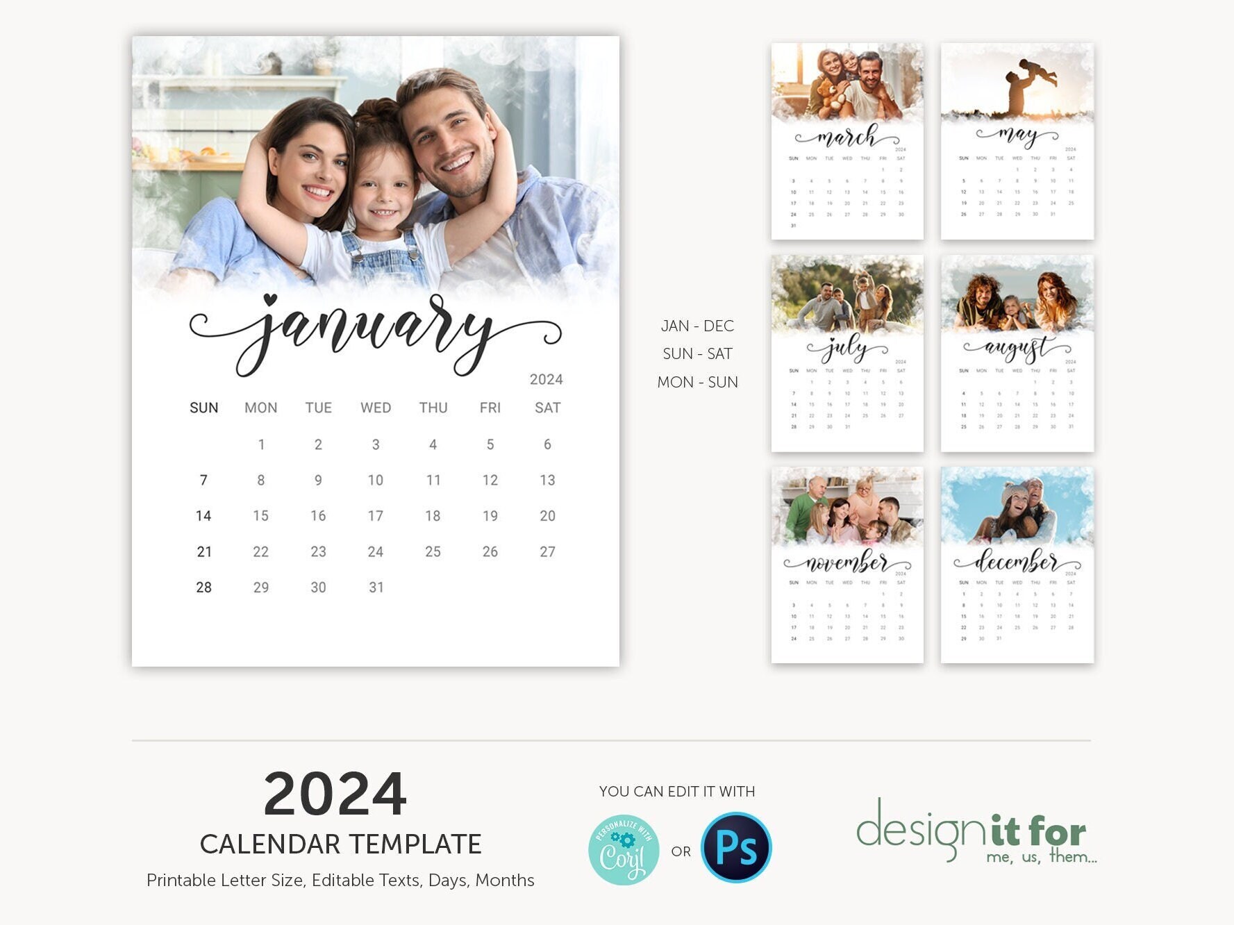 Des Designs De Calendrier 2024 Centrés Sur La Famille Avec Des