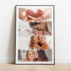 Mother&#39;s Day Photo Collage Template, Printable Mothers Day Gift, Customizable gift for Mommy, Canva, Photo Collage for Mom