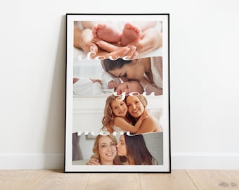 母の日フォトコラージュテンプレート、印刷可能な母の日ギフト、ママへのカスタマイズ可能なギフト、Canva、ママのためのフォトコラージュ