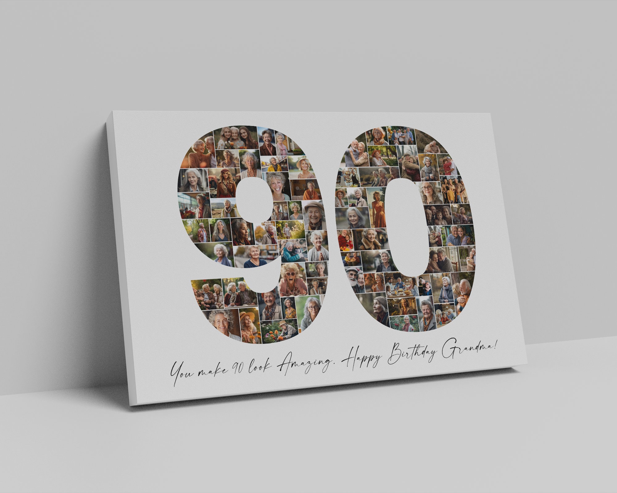 90th Birthday Photo Collage Template, Personalized Gift for Grandma ...