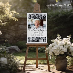Funeral Photo Collage Template, Funeral Poster, Celebration of Life,  Funeral Welcome Sign, In Loving Memory, Memorial Poster