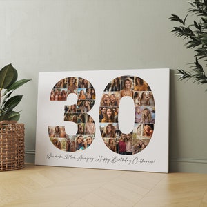 30th Birthday Photo Collage Template, Personalized 30th Birthday Gift for Her, Him, 30th Anniversary Picture Collage, Birthday Gift, Canva image 3