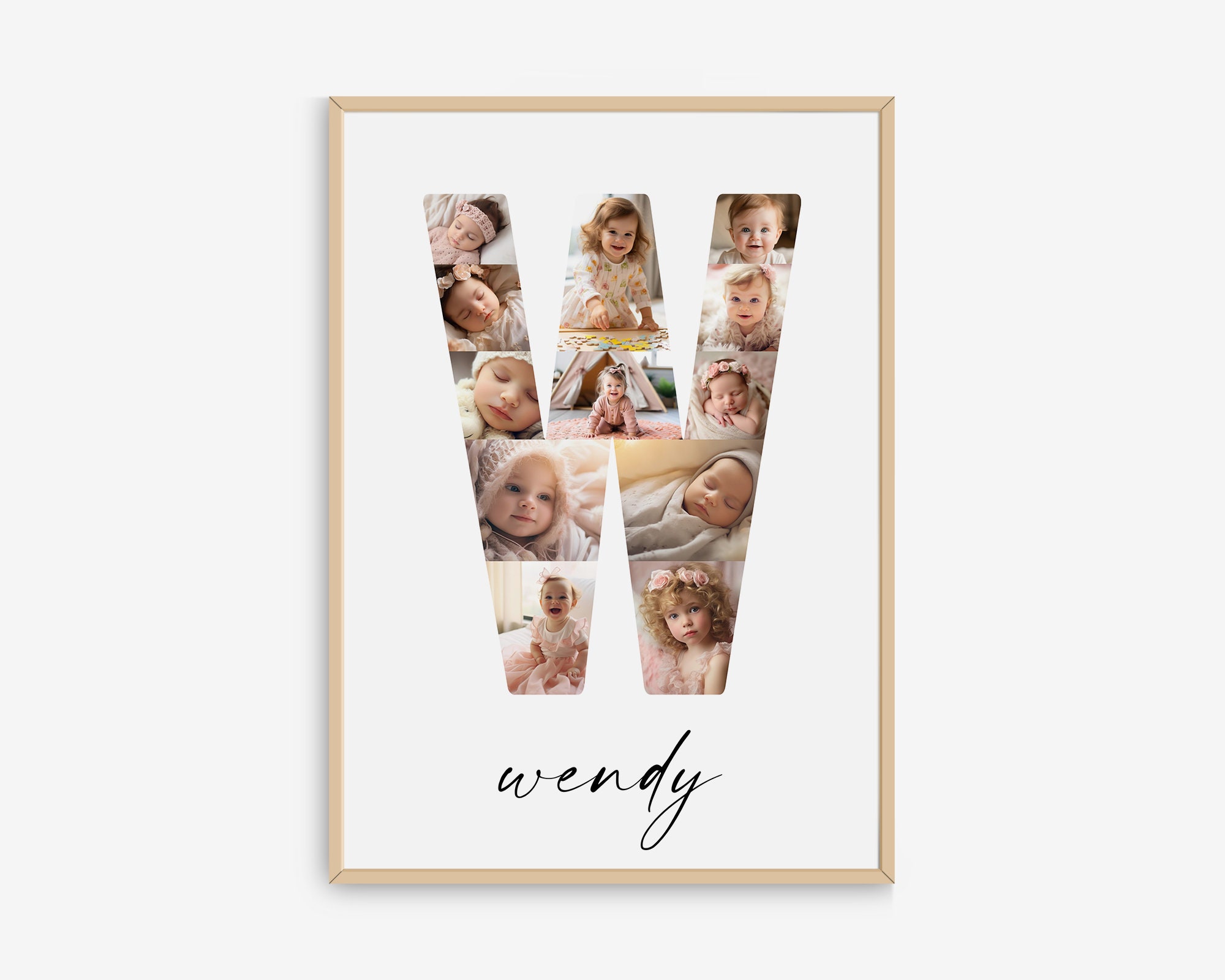 W Collage Lettering Letter W Photo Collage Template, Personalized Initial Name Print for ...