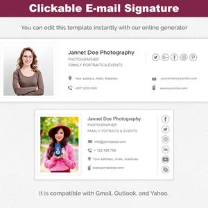 Clickable Email Signature Template, Gmail - Outlook - HTML - Canva - Photoshop PSD - Easy Editable Email Signature - Clean Modern
