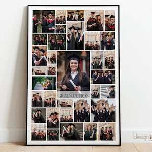 Graduation Photo Collage Template, Poster, Letter Size Class Photo Collage Template for 35 Photos, Canva, Graduation Gift, 24x36, 18x24 in