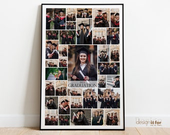 Graduation Photo Collage Template, Poster, Letter Size Class Photo Collage Template for 35 Photos, Canva, Graduation Gift, 24x36, 18x24 in