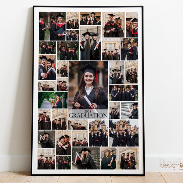 Graduation Photo Collage Template, Poster, Letter Size Class Photo Collage Template for 35 Photos, Canva, Graduation Gift, 24x36, 18x24 in