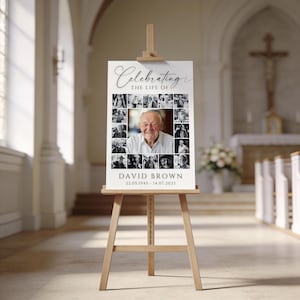Funeral Photo Collage Template, Funeral Poster, Celebration of Life,  Funeral Welcome Sign, In Loving Memory, Memorial Poster