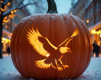 Flying Eagle Pumpkin Carving Stencil, Printable Halloween Jack O Lantern Design, Digital Download, #JOL