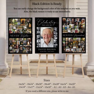Funeral Photo Collage Template, Funeral Poster, Celebration of Life,  Funeral Welcome Sign, In Loving Memory, Memorial Poster