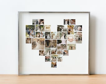 Modello di collage di foto a forma di cuore, collage di cuori, collage di cuori Canva, 24 x 24 pollici, collage d'amore, collage di foto di San Valentino