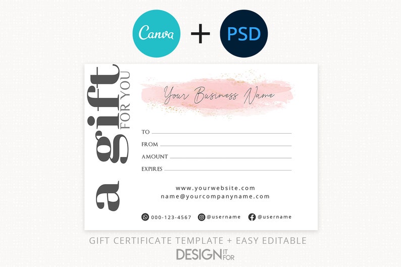 Gift Certificate Template Editable Gift Voucher Canva image 1