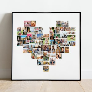 Heart Photo Collage Template for 70 Photos, Heart Family Collage, Love Photo Collage, Heart Shape Collage, Photo Collage