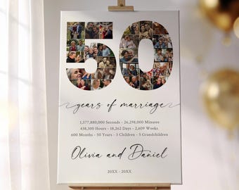 50th Anniversary Photo Collage Template, Editable Milestone Gift (Digital Download)