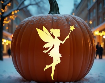 Fairy Pumpkin Carving Stencil – Cute Halloween Design (Digital Download), #JOL
