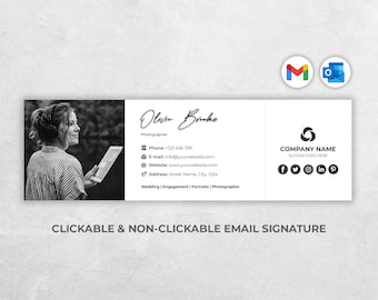 E-Mail-Signatur Vorlage, Realtor, anklickbar, Gmail, Modern, Professionell, Grundbesitz, Zwei Foto oder Logo, anklickbares Link-Icon, Html, Canva