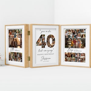Cadeau de 40e anniversaire pour femme ou homme, modèle de collage photo de 40e anniversaire, affiche d'anniversaire personnalisable imprimable, panneau de bienvenue