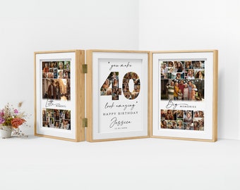 40. Geburtstagsgeschenk für Frauen oder Männer, 40. Jahrestag Foto-Collage-Vorlage, druckbares anpassbares Geburtstagsposter, Willkommenstafel