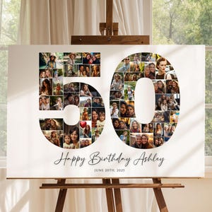 50th Birthday Photo Collage Template for 50th Birthday Gift and 50th Birthday Decorations