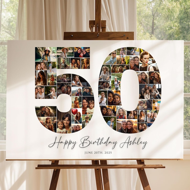 50th Birthday Photo Collage Template for 50th Birthday Gift and 50th Birthday Decorations