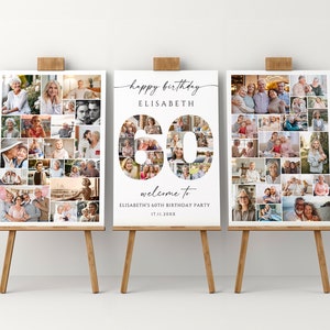 60. Geburtstags-Foto-Collage-Vorlagen-Bundle, anpassbares Foto-Collage-Brett-Set, Geburtstags-Collage für Sie, Ihn, Oma oder Opa