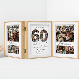 Cadeau 60e anniversaire pour femme ou homme, modèle de collage photo 60e anniversaire, affiche d'anniversaire personnalisable imprimable, panneau de bienvenue