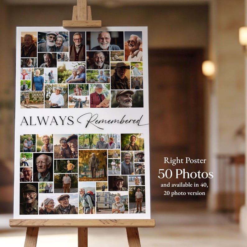 Funeral Photo Collage Template, Funeral Poster, Celebration of Life,  Funeral Welcome Sign, In Loving Memory, Memorial Poster