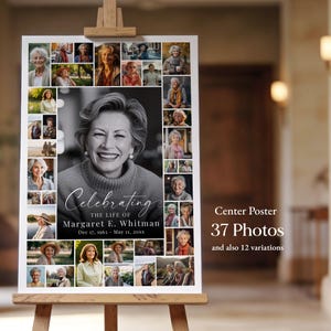 Funeral Photo Collage Template, Funeral Poster, Celebration of Life,  Funeral Welcome Sign, In Loving Memory, Memorial Poster