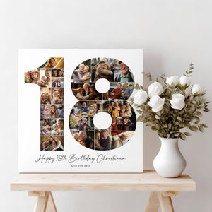 Fotocollage zum 18. Geburtstag, Geschenk zum Geburtstag 18, Geburtstagszahl 18 zum 18. Geburtstag, Fotocollage zum 18. Geburtstag, bearbeitbarer Geburtstag, Canva Bild 3