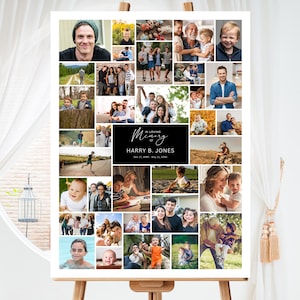Poster Size Funeral Photo Collage Template for 35 Photos, Funeral Template, Canva, Memorial, Wedding, Graduation, Celebration